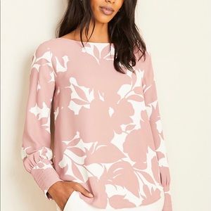 Ann Taylor Rose and Cream Floral Blouse